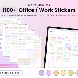 Work Digital Stickers, Pastel Office Professional Stickers, Goodnotes Widgets, Icons, Labels for Digital Planner, Corporate Trackers image 1