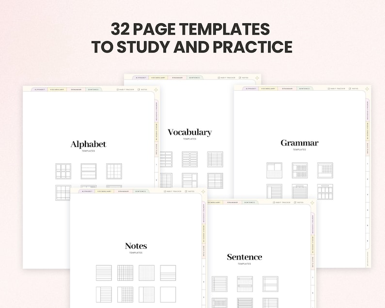 Pastel Language Learning Planner and Notebook to Study and Etsy