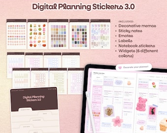 Pegatinas de planificación digital 3.0, pegatinas en tonos pastel y neutros, widgets de Goodnotes, etiquetas para agendas digitales, pegatinas para la vida diaria, notas adhesivas