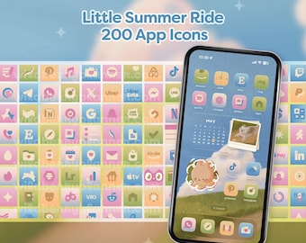 Little Summer Ride Icon Pack voor iOS/iPadOS/Samsung/Android ~ Pastelkleur
