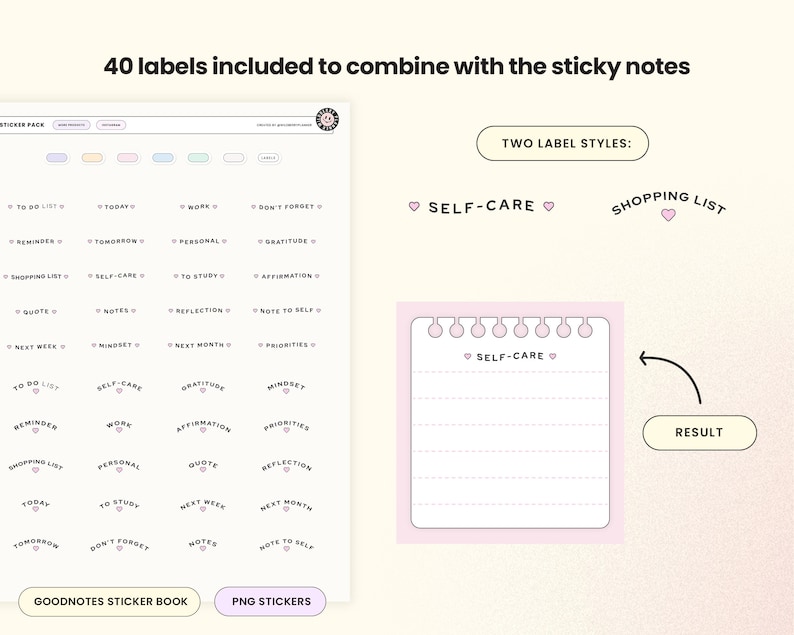Digital Planner Sticky Notes Pastel Stickers Cute Stickers Etsy
