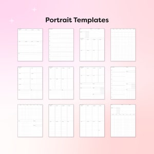 K&ouml;nnte beinhalten: Zw&ouml;lf portraitformatige, druckbare Planer-Vorlagen mit verschiedenen Layouts und Raster-Stilen. Die Vorlagen sind leer und k&ouml;nnen individuell angepasst werden.