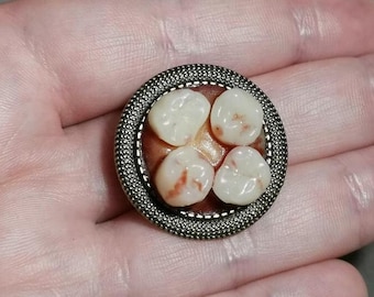 Molar Teeth Brooch Pin Badge, Creepy Horror Macabre Scary