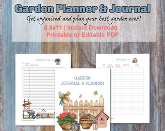 Garden Planner and Journal | Instant Download | Printable or Fillable