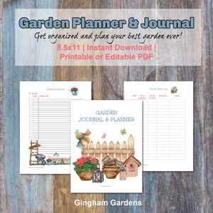 Garden Planner and Journal Instant Download Printable or Fillable image 1