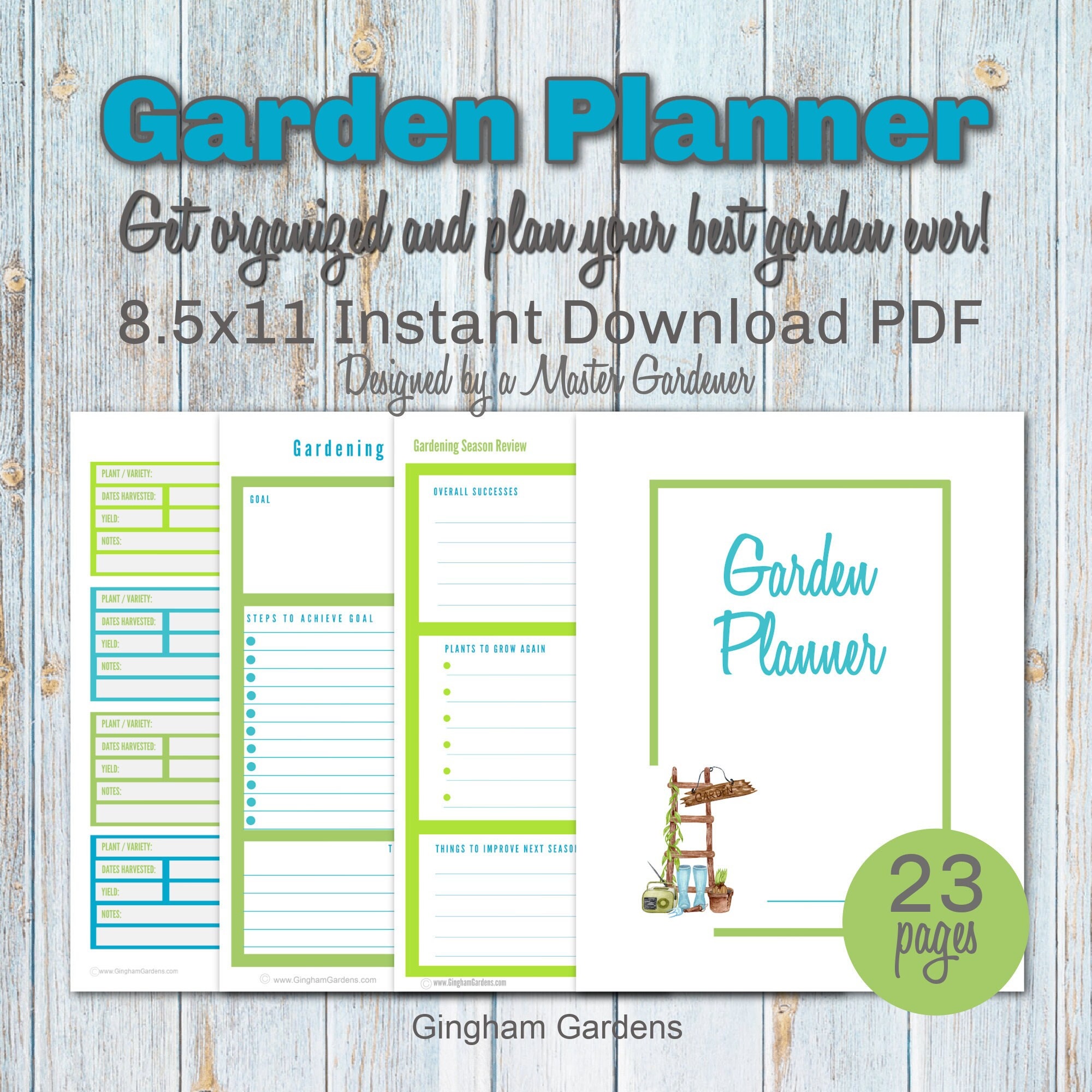 Garden Journal, 3 Ring Full Page 8.5x11 Binder. Seed Packet