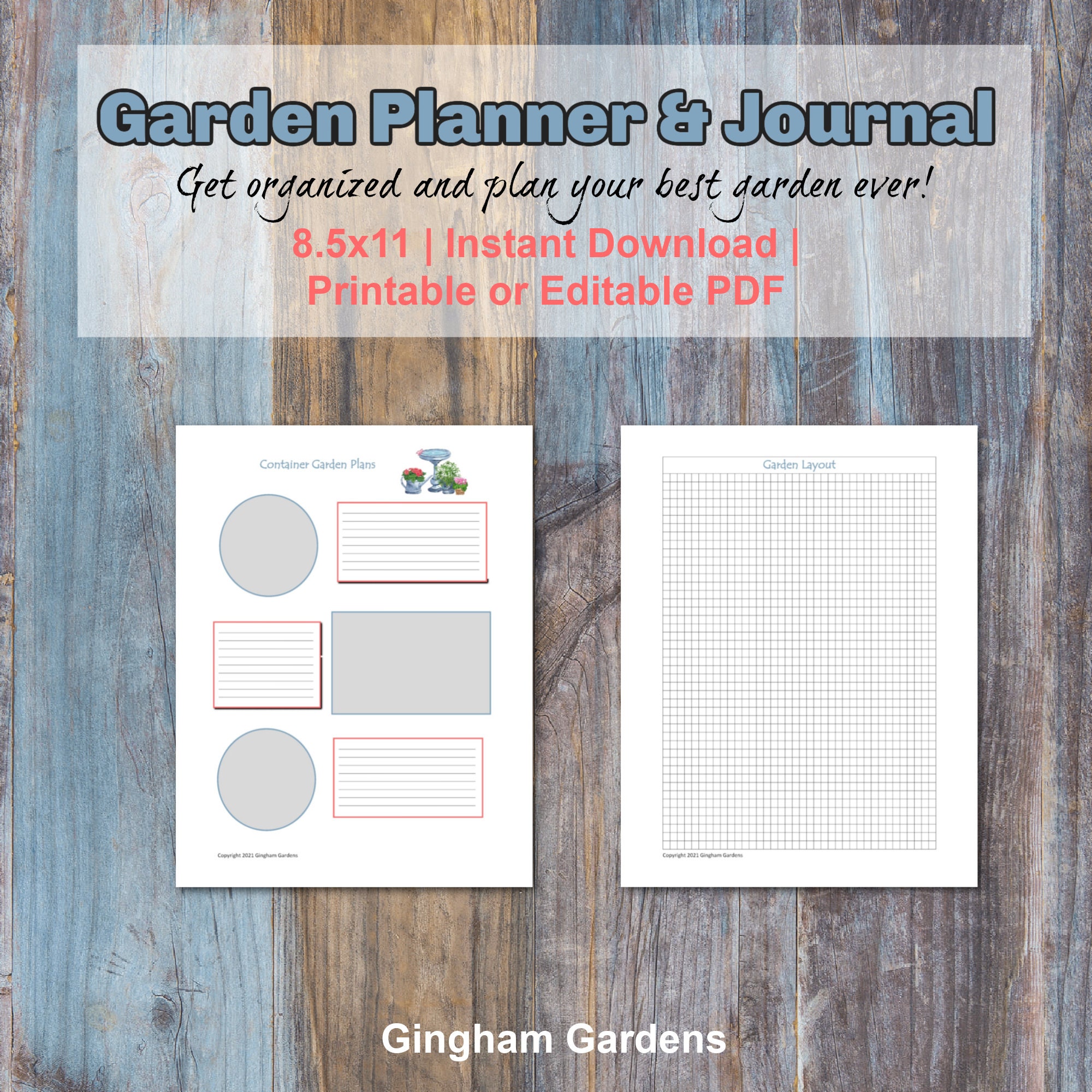 Garden Planner and Journal Instant Download Printable or Etsy