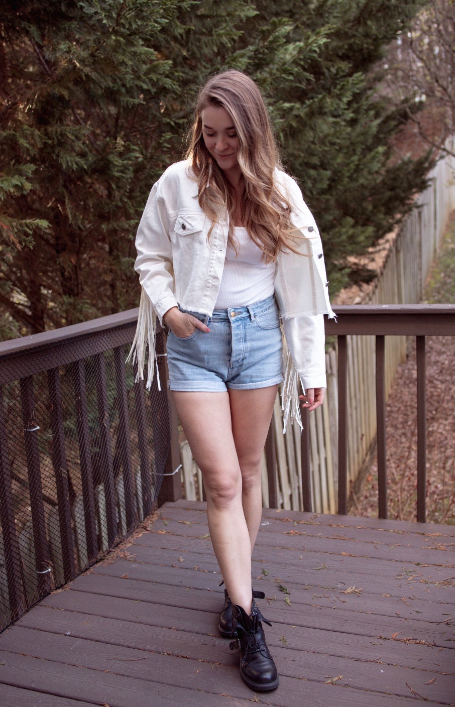 White & Cream Fringe Jacket