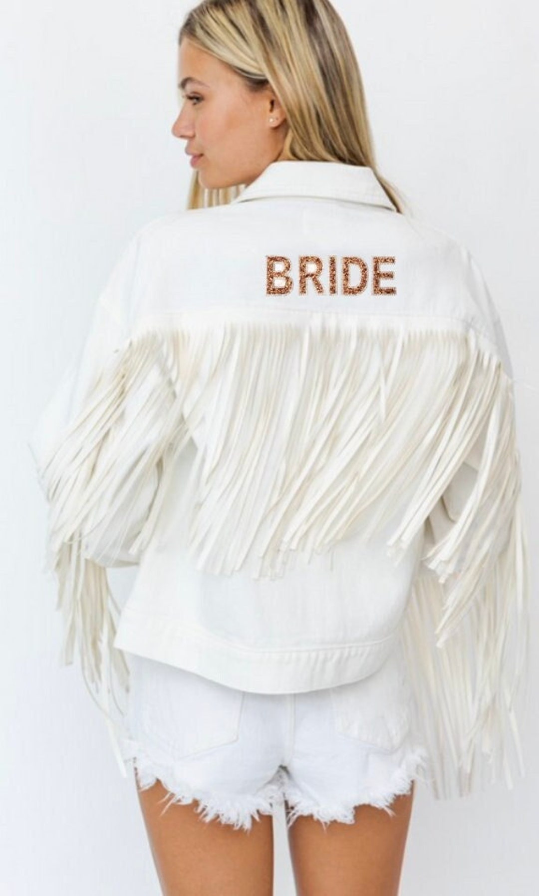 Bridal Custom White Fringe Jacket Etsy