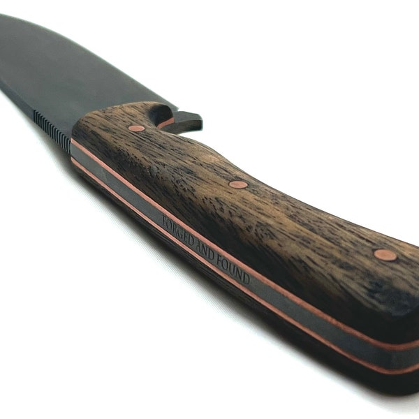 Custom ‘Old school cool’ high carbon EDC knife with Australian spotted gum and copper handle