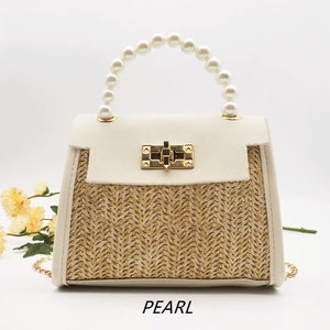 women's summer girl handbag pastoral style woven bag retro portable straw bag fashion messenger bag Pearl