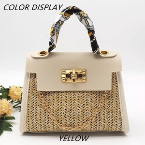 women's summer girl handbag pastoral style woven bag retro portable straw bag fashion messenger bag Yellow