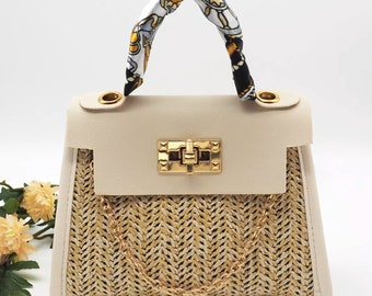 women's summer girl handbag pastoral style woven bag retro portable straw bag fashion messenger bag