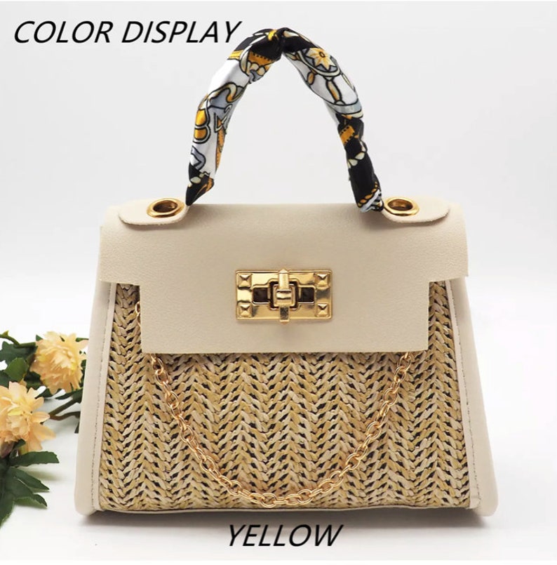 women's summer girl handbag pastoral style woven bag retro portable straw bag fashion messenger bag Yellow