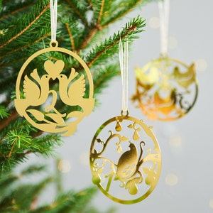 Twelve Days of Christmas Gold luxury heirloom baubles. Set of 12.