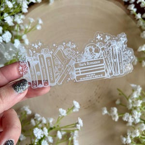 Dark Romance Bookshelf CLEAR Vinyl || Waterproof, Weatherproof || Kindle Stickers