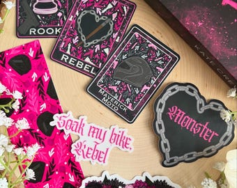 Rook and Rebel Vinyl Stickers || Licensed by Kate Crew || Waterproof, Weatherproof || Biker Romance, Kindle Stickers
