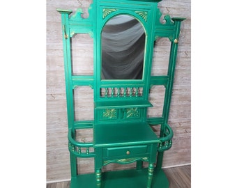 Sold! Do not purchase! Entryway Wall Tree Emerald Green Hand Painted Unique Antique Piece