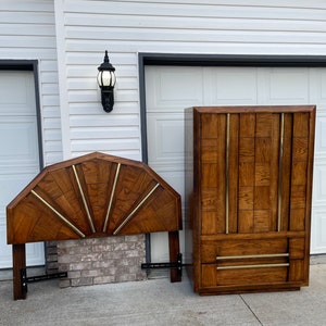 SOLD Do not purchase: Vintage Lane Bedroom Set, Armoire and Queen Size Headboard image 1