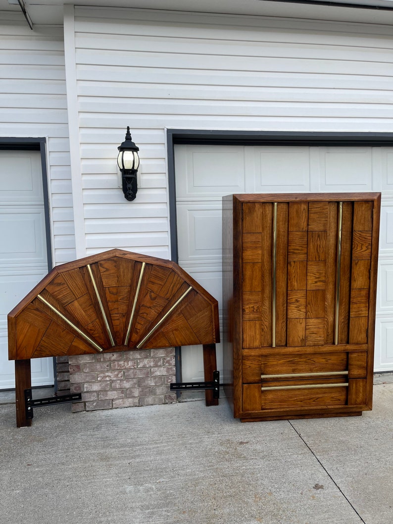 SOLD Do not purchase: Vintage Lane Bedroom Set, Armoire and Queen Size Headboard image 1