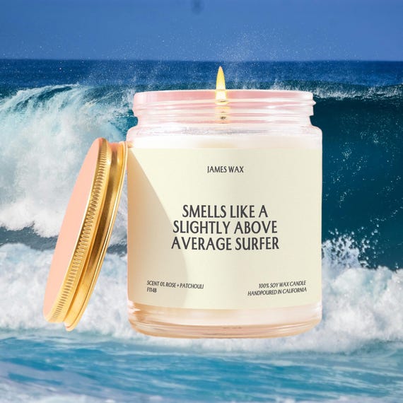 Surfing Gift Above Average Surfer Custom Candle Funny Unique Handmade Personalized Care Package Birthday Holiday For Him Surfing Beach F114B