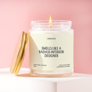 Interior Designer Candle, Interior Designer Gift, Smells Like a Badass Interior Designer, New Job Gift, Promotion Gift, Gift for Him F439B