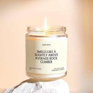 Rock Climber Gift Above Average Rock Climber Candle Funny Custom Rock Climbing Sports Fan Surprise Minimalist Handmade Gift For Him F111B