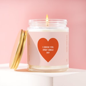 Vela de corazón "Te elijo todos los días", regalo romántico, pareja de Pokémon, devoción, corazón rojo, alma gemela, compromiso, novia, R149