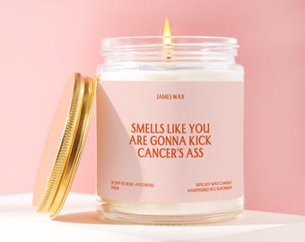 Cancer Patient Gift Kick Cancer&#39;s Ass Custom Candle For Cancer Survivor Care Package Get Well Soon For Friend Funny Unique Handmade P008