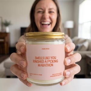 Marathon Finisher Candle, Marathon Gift, Smells Like You Finished a Fcking Marathon, Gift for Her, Marathon Runner Gift, Race Day Gift F148 image 2