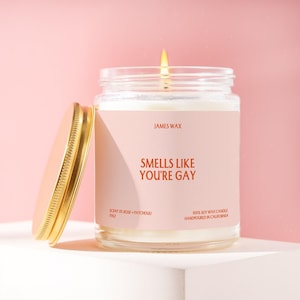 LGBTQ+ Gift Smells Like You're Gay Candle Funny Unique Handmade Pride Month June Party Favor Present Queer Bisexual For Friend F162