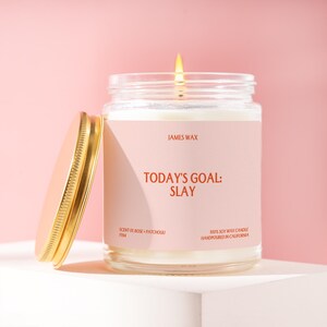 Slay All Day Gift Today&#39;s Goal: Slay Custom Candle Care Package Funny Unique Get Well Handmade Personalized For Best Friend Partner F194