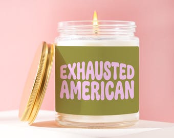 Work Bestie Candle, Funny Coworker Gift, Exhausted American, Gift Box Idea, Stress Relief Gift, Funny Candle Gift, Funny Office Gift R089