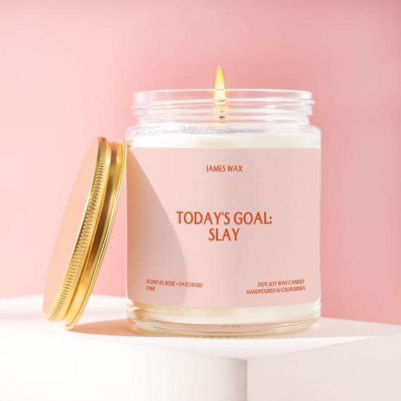 Slay All Day Gift Today's Goal: Slay Candle Care Package Funny Unique Get Well Handmade Personalized For Best Friend Partner F194
