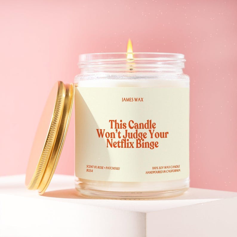 XJR Movie Lover Gift Funny Candle Netflix Binge Gift for TV Show Fan Cozy Movie Night Relaxation Streaming Addict and Funny TV Humor JR254