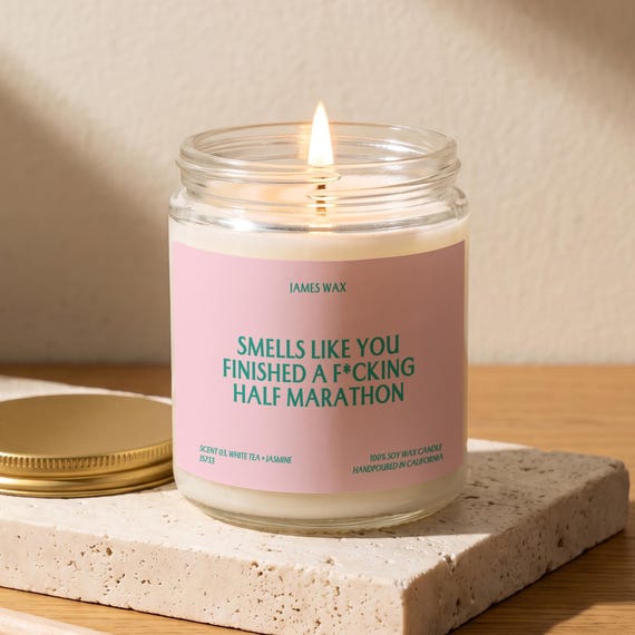 Half Marathon Candle, Half Marathon Gift, Smells Like You Finished a F*cking Half Marathon, Gift for Her, Runner Gift, Race Day Gift J5733