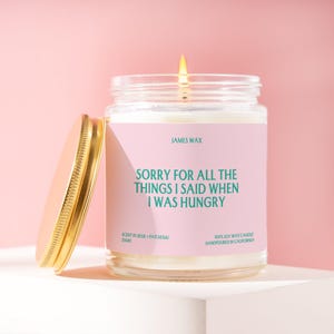 Hangry Candle Sorry for All the Things I Said When I Was Hungry Funny Couple Gift Foodie Present Relatable Boyfriend Girlfriend Gifts J5940