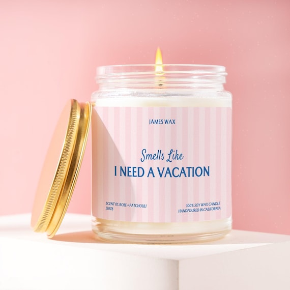 Vacation Candle Smells Like I Need a Vacation Funny Travel Gift Burnout Gift Need a Break Gift Exhausted Mom Dad Rest Needed JS078