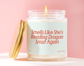Fantasy Book Lover Gift She's Reading Smut Again Candle Bookish Booktok for Reader Merch Smutty Handmade Personalized Fanfiction L091