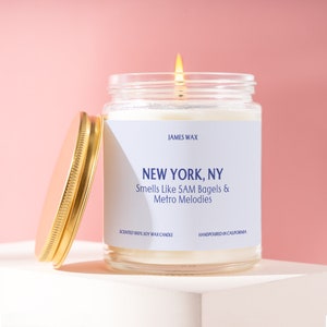 Personalized New York Candle Custom New York Gift For Her Gift For Him Bagels Metro Melodies NYC Morning Travel Unique Travel - C011