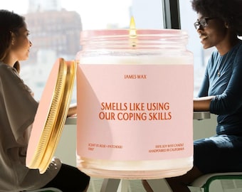 Therapy Gift Using Our Coping Skills Candle Funny Unique Present For Therapy Mental Health Handmade Personalized Counselor F867
