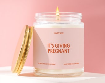 Personalized Pregnancy Gift, It’s Giving Pregnant Candle, Funny Idea to Announce Pregnancy Candle, Personalized Mom-to-Be Gift, F046