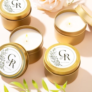Wedding Favor Candle Thin Wreath Serif Modern Bulk Guest Gift Minimalist Elegant Simple Clean Contemporary Bridal Shower Party Gift WF62