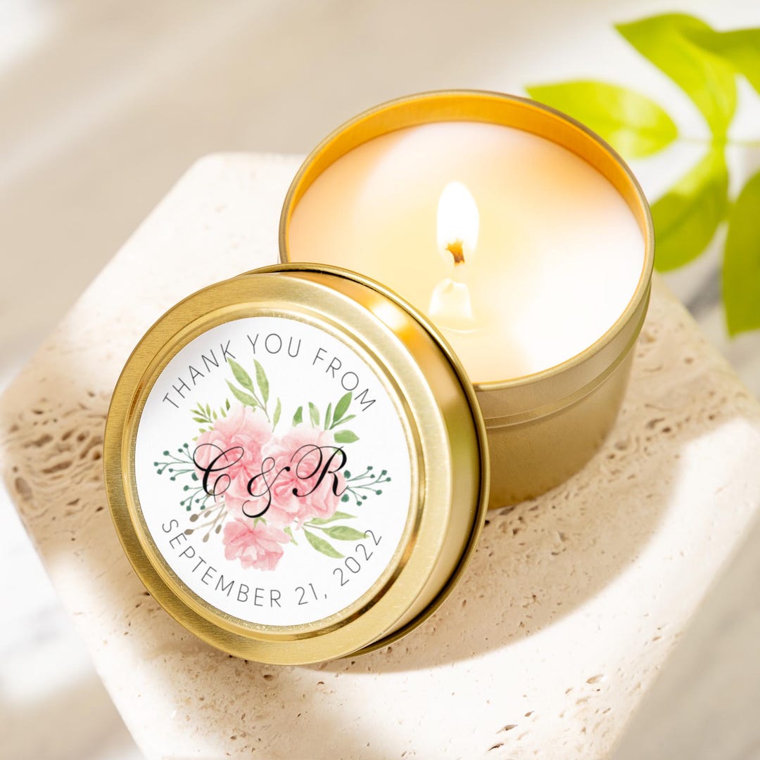 Wedding Favor Candle Watercolor Rose Romantic Bulk Guest Gift Soft ...