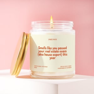 Passed Real Estate Exam Candle House Expert Realtor Achievement Gift New Agent License Broker Holiday Stocking Stuffer Present JH199