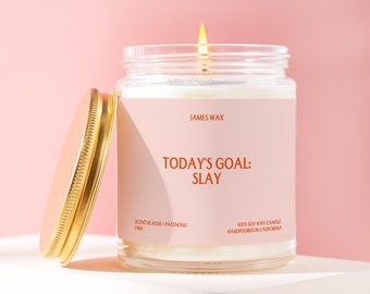 Slay All Day Gift Today's Goal: Slay Custom Candle Care Package Funny Unique Get Well Handmade Personalized For Best Friend Partner F194