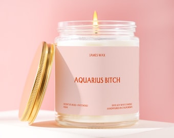 Aquarius Gift Aquarius Bitch Candle January February Birthday Astrology Spiritual For Her Party Favor Care Package Funny Sign F004