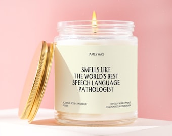 Speech Therapist Gift Candle Worlds Best SLP Present Funny Speech Language Pathologist Appreciation Gift For Office Decor Handmade F639B