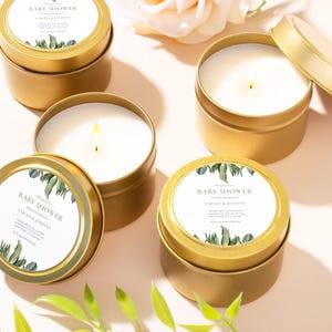 Baby Shower Favor Candle Greenery Frame Elegant Bulk Guest Gift Nature Botanical Natural Organic Eco Friendly Simple Classic Decor BA07