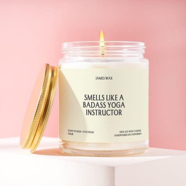 Yoga Instructor Gift Badass Yoga Instructor Candle Funny Handmade Unique For Wellness Coach Yoga Teacher Personalized For Her F462B